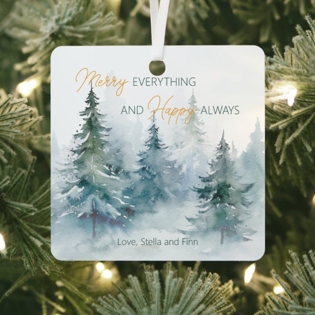 Ornement En Métal Merry Everything Happy Always Winter Trees (Insitu)