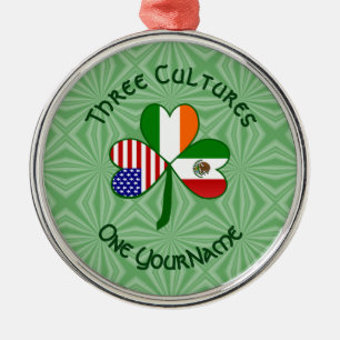 Ornement En Métal Mexicain Irlandais Drapeaux Shamrock Votre Nom Me