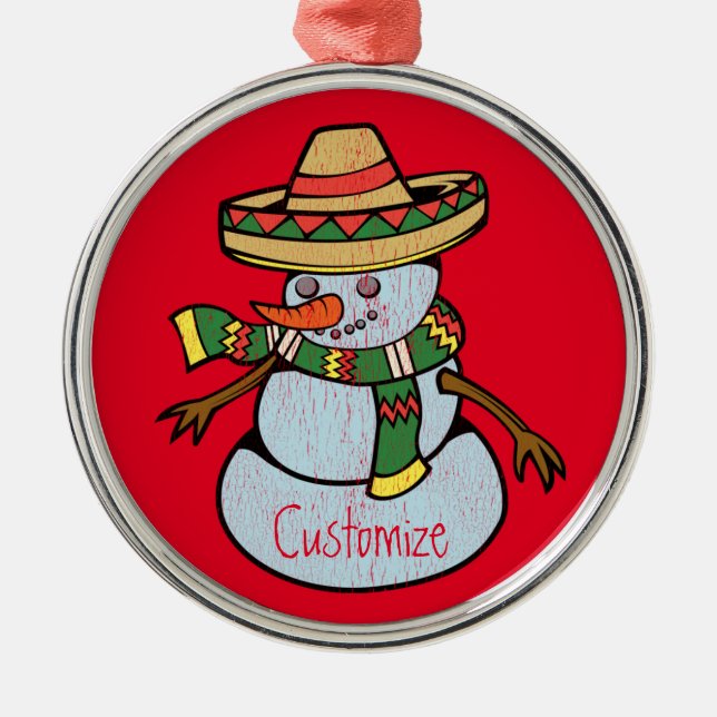 Ornement En Métal Mexique Sombrero Père Noël Thunder_Cove (Devant)