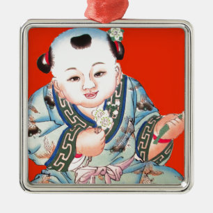 Ornement En Métal Mignonne Chinois rire bon bouddha de chance sur ro
