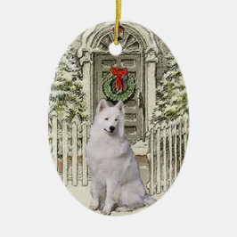 Ornement En Métal Mignonne Samoyed Amateurs Noël