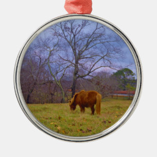 Ornement En Métal Miniature brun cheval bleu ciel