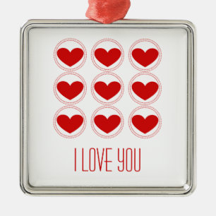 Ornement En Métal Mod Hearts Amour Ornament, Rouge