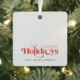 Ornement En Métal Modern Minimalist Black & White Sibling Christmas