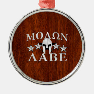 Ornement En Métal Molon Labe Casque guerrier spartiate en acajou
