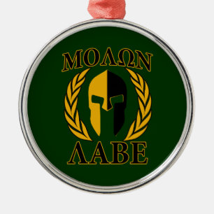 Ornement En Métal Molon Labe Laurels spartiates sur Forest Green