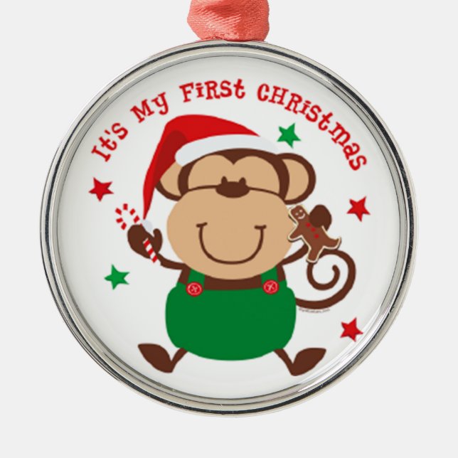 Ornement En Métal Mon premier singe Père Noël de Noël (Devant)