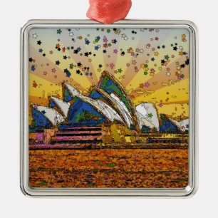 Ornement En Métal Monde Psychedelique : Skyline de Sydney A1