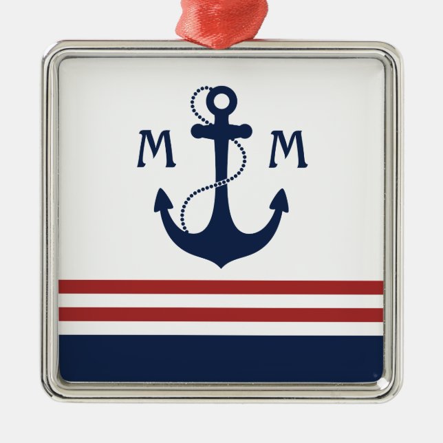Ornement En Métal Monogramme nautique (Devant)