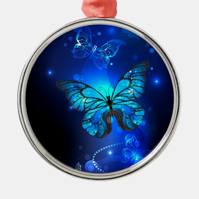 Ornement En Métal Morpho Butterfly in the Dark Background (Devant)