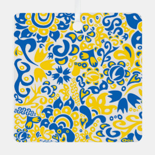 Ornement En Métal Motif folklorique aux couleurs du drapeau ukrainie