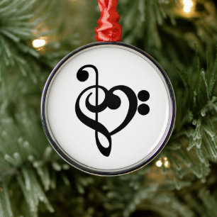 Ornement En Métal Musicien Coeur de musique - Treble Bass Clef