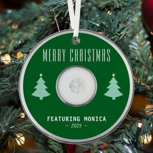 Ornement En Métal Musique CD Photo Green Christmas Tree