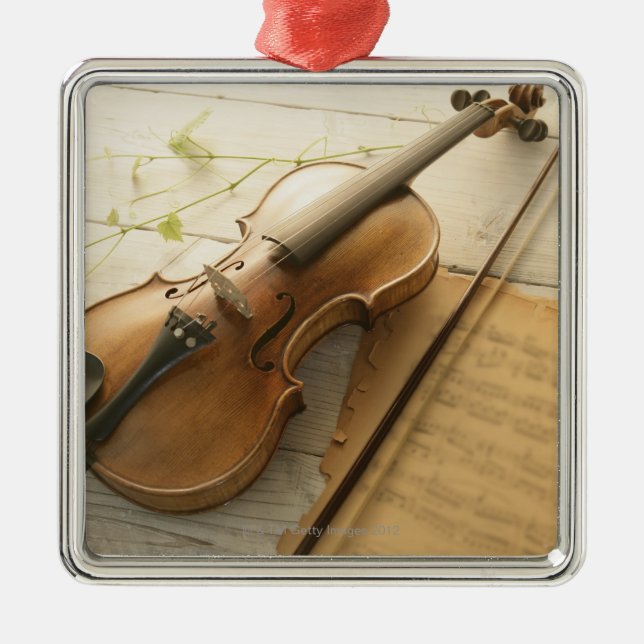 Ornement En Métal Musique de violon et de feuille (Devant)