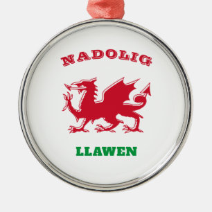 Ornement En Métal Nadolig Llawen Welsh Joyeux Noël Simple Celtique