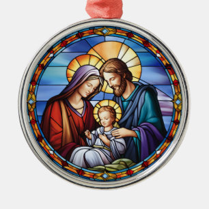 Ornement En Métal Nativité en verre tendu Noël
