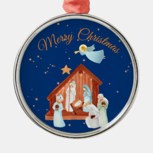 Ornement En Métal Nativité et étoiles Noël