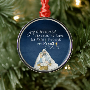 Ornement En Métal Nativité Joy Aquarelle Noël religieux
