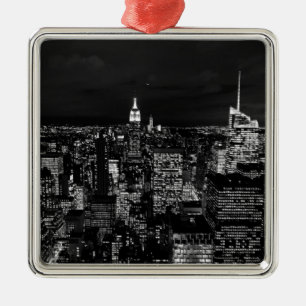 Ornement En Métal New York City Night Skyline