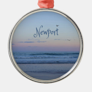 Ornement En Métal Newport Beach Californie Ocean Sunrise Blue