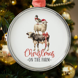 Ornement En Métal Noël à la ferme Barnyard animal