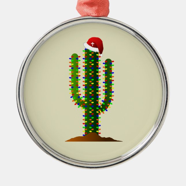 Ornement En Métal Noël dans l'Arizona Lumières de Saguaro Cactus (Devant)