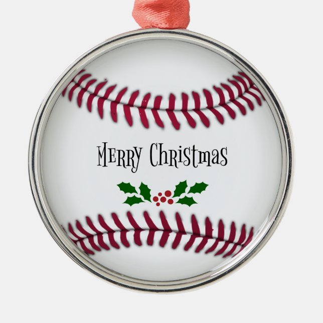 Ornement En Métal Noël de baseball (Devant)