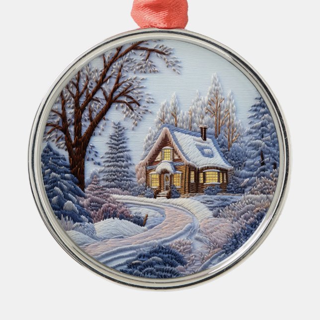 Ornement En Métal Noël de la maison d'hiver 3D (Devant)