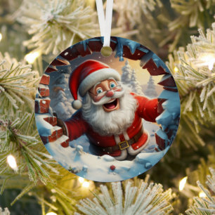 Ornement En Métal Noël d'hiver 3D Cute Père Noël