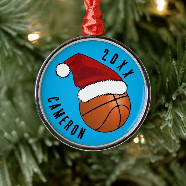 Ornement En Métal Noël du basket-ball de Santa Hat (Arbre)