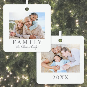 Ornement En Métal Noël familial double face personnalisé avec deux p
