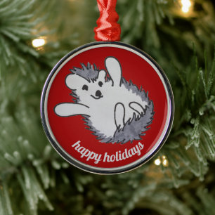 Ornement En Métal Noël Joyeuses Vacances Cute Hedgehog