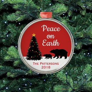 Ornement En Métal Noël Moderne Porte La Paix Sur Terre