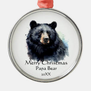 Ornement En Métal Noël Papa Ours Animal Faune Dénue