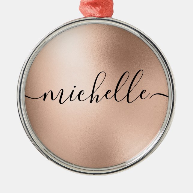 Ornement En Métal Noël personnalisé rose Gold (Devant)
