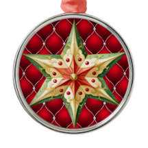 NOËL ROUGE MOTIF TUFÉ AVEC ÉTOILE ROUGE VERT