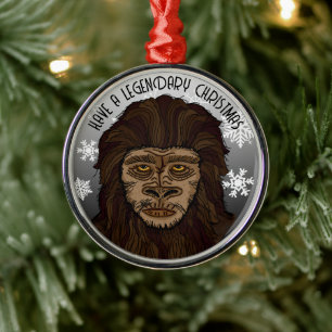 Ornement En Métal Noël Sasquatch Bigfoot et Snowflakes