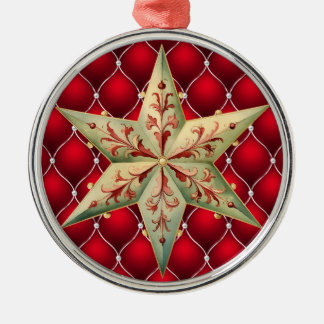 ORNEMENT EN MÉTAL NOËL TUÉ ROUGE AVEC ÉTOILE ROUGE & VERT