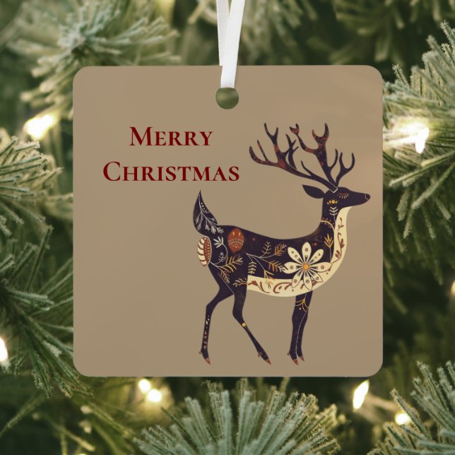 Ornement En Métal Noël Whimsical Brown Deer (Insitu)