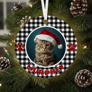 Ornement En Métal Noir et blanc Plat Noël Personnalisé Animaux domes