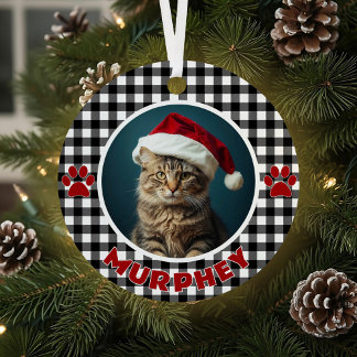 Ornement En Métal Noir et blanc Plat Noël Personnalisé Animaux domes