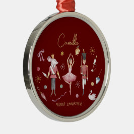 Ornement En Métal Noisette de Noël Ballerina Whimsical Nom des enfan