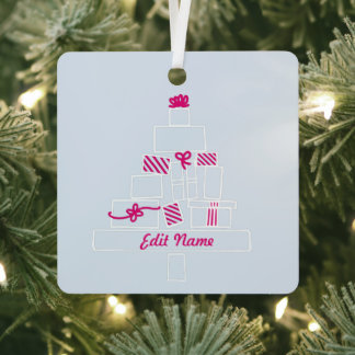 Ornement En Métal Nom et photo de Noël personnalisés