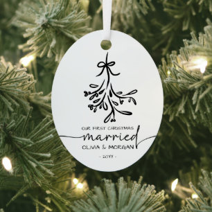 Ornement En Métal Noms personnalisés des mariés de Noël