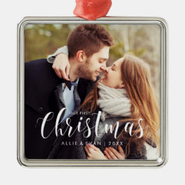 Ornement En Métal "Notre premier Noël" Photo Mariage