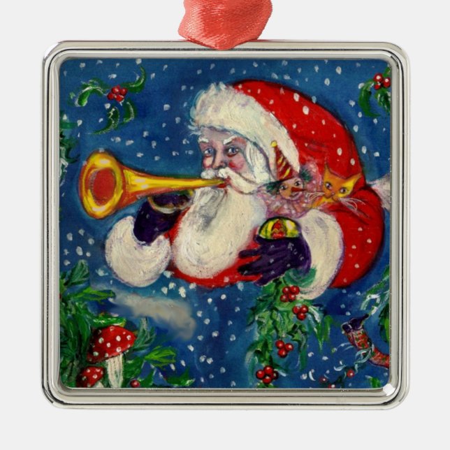 ORNEMENT EN MÉTAL NUIT DE NOËL MUSICALE /SANTA CLAUS BUGLER (Devant)