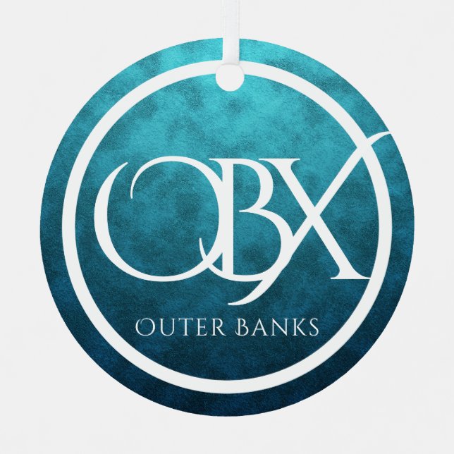 Ornement En Métal OBX Extérieur Banques NC Beach Noël (Recto)