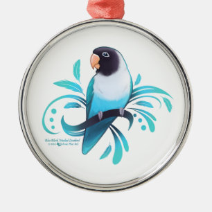 Ornement En Métal Oiseau noir masqué bleu