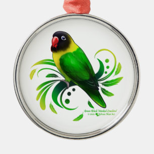 Ornement En Métal Oiseau noir vert masqué