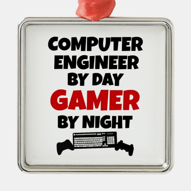 Ornement En Métal Ordinateur Ingénieur Gamer (Devant)